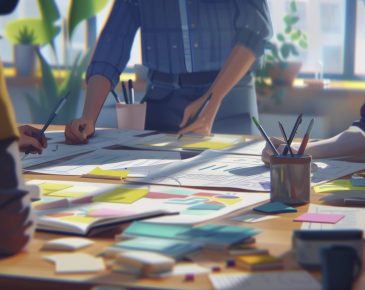 close-up shot groups of people are busy with office work project planning, , 2d animation --ar 3:2 Job ID: b80d62fe-f7d8-49cd-a477-6f0a7ad95a5f